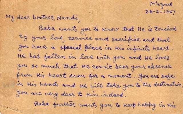 Letters from Meher Baba to Nandi